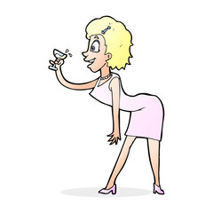cartoon woman with drink