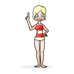 cartoon woman in striped swimsuit
