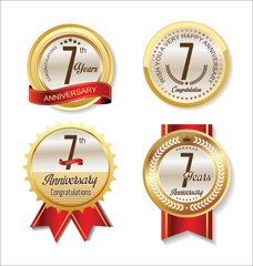 Anniversary Retro vintage golden labels collection 7 years
