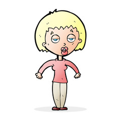 cartoon woman shrugging shoulders
