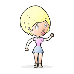 cartoon woman waving