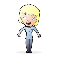 cartoon woman shrugging shoulders