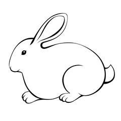 Rabbit black white isolated illustration vector