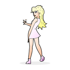 cartoon woman posing in dress