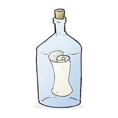 cartoon letter in bottle