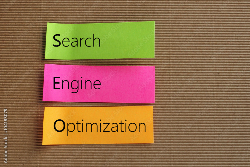 Poster search engine optimization text on colorful sticky notes