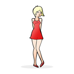 cartoon pretty woman in dress