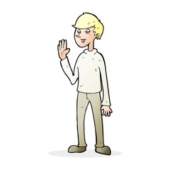 cartoon waving man
