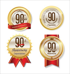 Anniversary Retro vintage golden labels collection 90 years