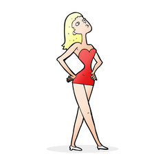 cartoon woman in party dress