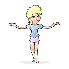 cartoon woman shrugging shoulders