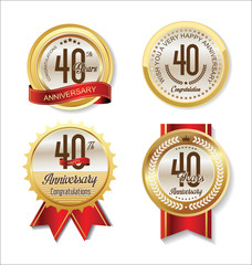 Anniversary Retro vintage golden labels collection 40 years