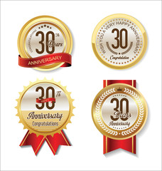 Anniversary Retro vintage golden labels collection 30 years