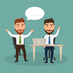 set of business man character at office work. people character.