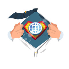 open shirt to show "world globe symbol" . globe concept - vector
