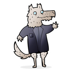 cartoon wolf businessman