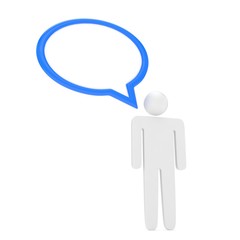 3d man with talk bubbles isolated over a white background