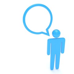 3d man with talk bubbles isolated over a white background