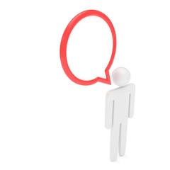 3d man with talk bubbles isolated over a white background