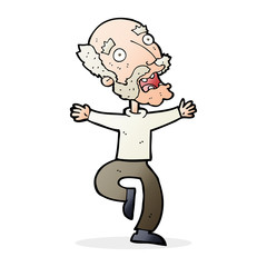 cartoon old man having a fright