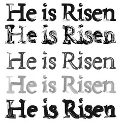word for Easter, background. he is risen. different brushes
