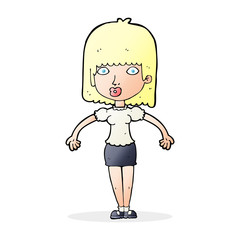 cartoon woman shrugging shoulders