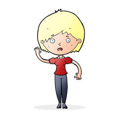 cartoon waving woman