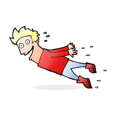 cartoon drenched man flying