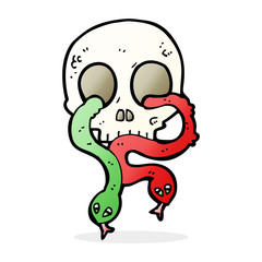 cartoon skull with snakes