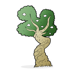 cartoon twisted old tree