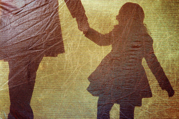 Shadow of a little girl and woman