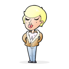 cartoon cool relaxed woman