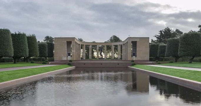 4K Timelapse Sequence of Colleville, France - The entrance of the Normandy American Cemetery and Memorial 