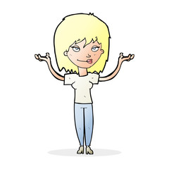 cartoon woman shrugging