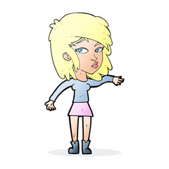 cartoon woman playing it cool