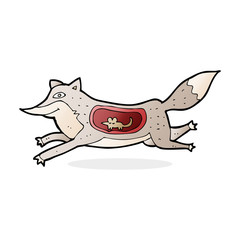 cartoon wolf with mouse in belly