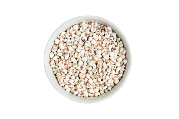 Isolated bowl of millet on the white background.