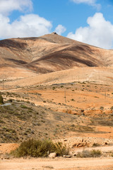 Landscape of fields and mountains near Antigua village, Fuerteventura, Canary Islands, Spain