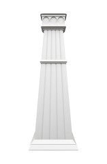 Modern column isolated on white background. Front view. 3d render image.