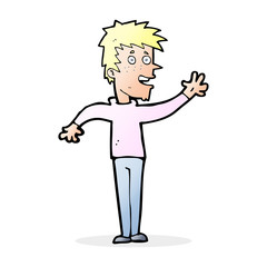 Obraz premium cartoon happy boy waving
