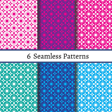 Set of six  seamless pattern.