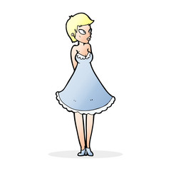 cartoon pretty woman in dress