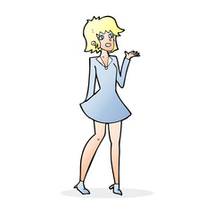 cartoon pretty woman in dress