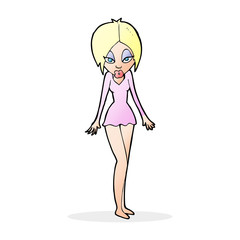 cartoon woman in short dress