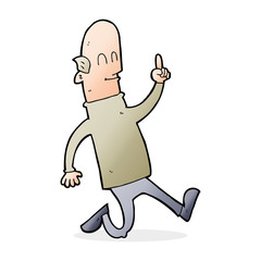 cartoon bald man with idea