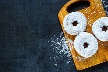 Homemade donuts with sugar powder