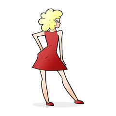 cartoon woman posing in dress