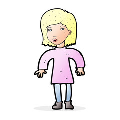 cartoon cautious woman