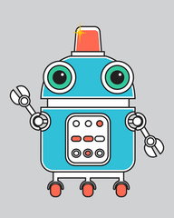 Cartoon cute robot. Colorful Toy. Vector character