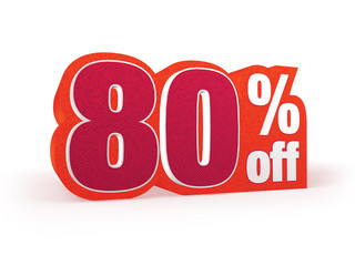80 percent off red wool styled discount price sign